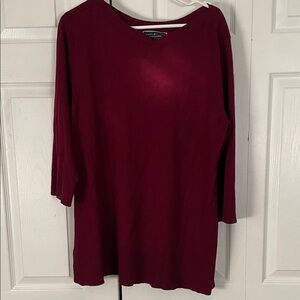 Karen Scott Women's Deep Red Crew Neck Sweater